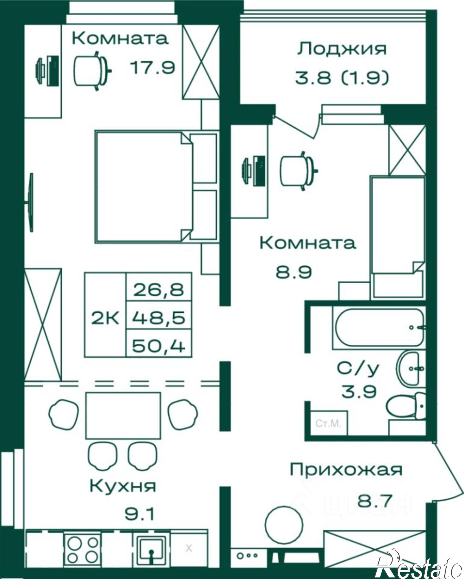 Купить квартиру за 9 424 800 рублей на ул Алтайская, 2Г