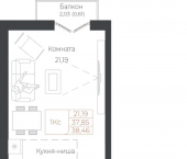 1-комн, 38 кв м, этаж 4/7 Майминский район, село Майма