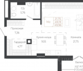 1-комн, 49 кв м, этаж 3/8 Майминский район, село Майма