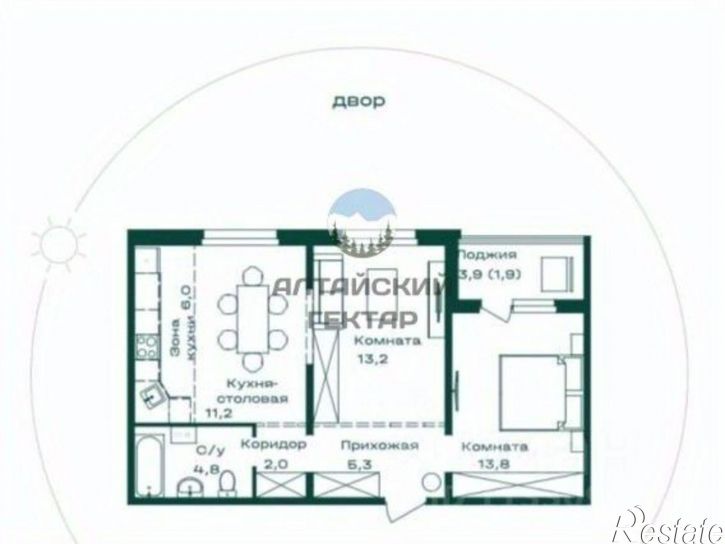 2-комн квартира в новом доме Алтайская улица, 4,  д. 4