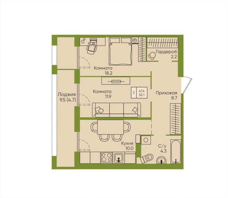 2-комн квартира в новом доме ул Ленина, д. 28