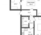 3-комн, 80кв м, этаж 5/5 ул П.Кучияк, 11