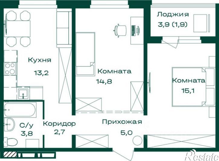 2-комн квартира в новом доме ул Алтайская, 4,  д. 4