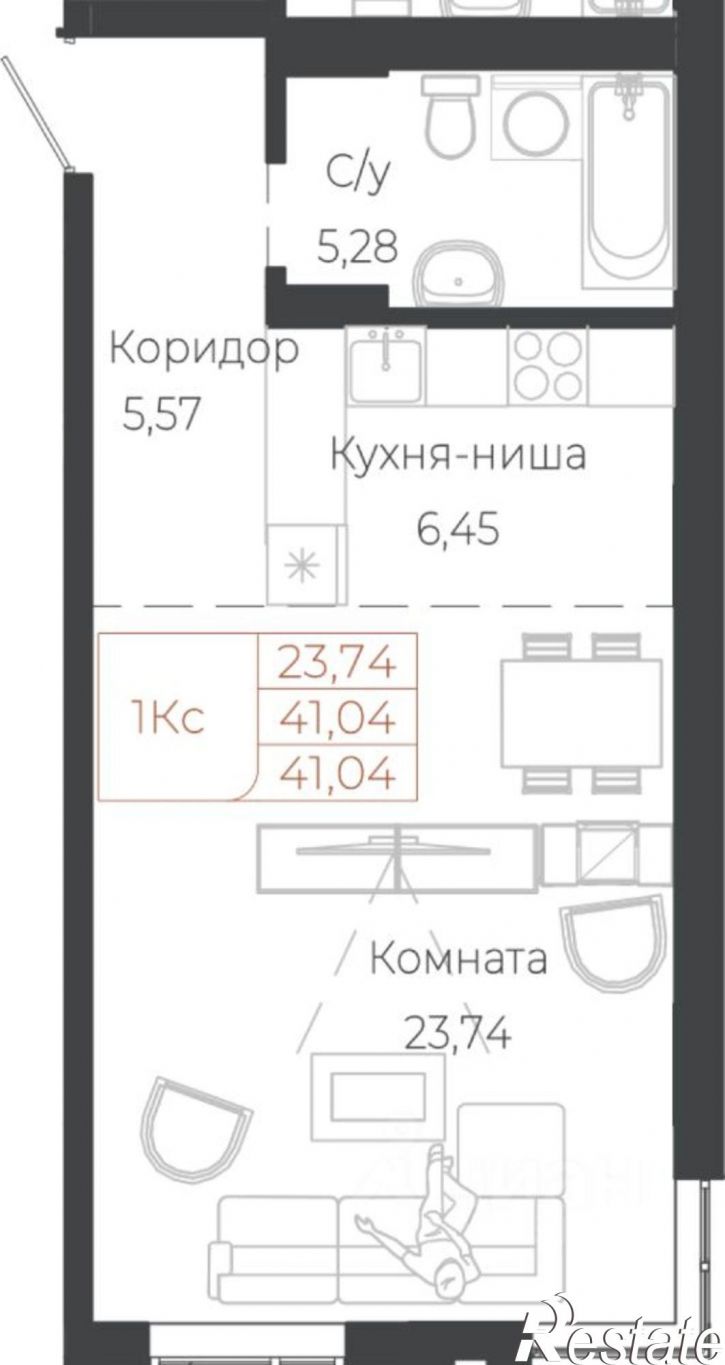1-комн квартира в новом доме Майминский район, село Майма