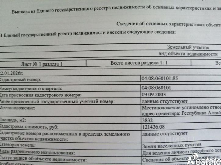 Земельный участок Усть-Коксинский район